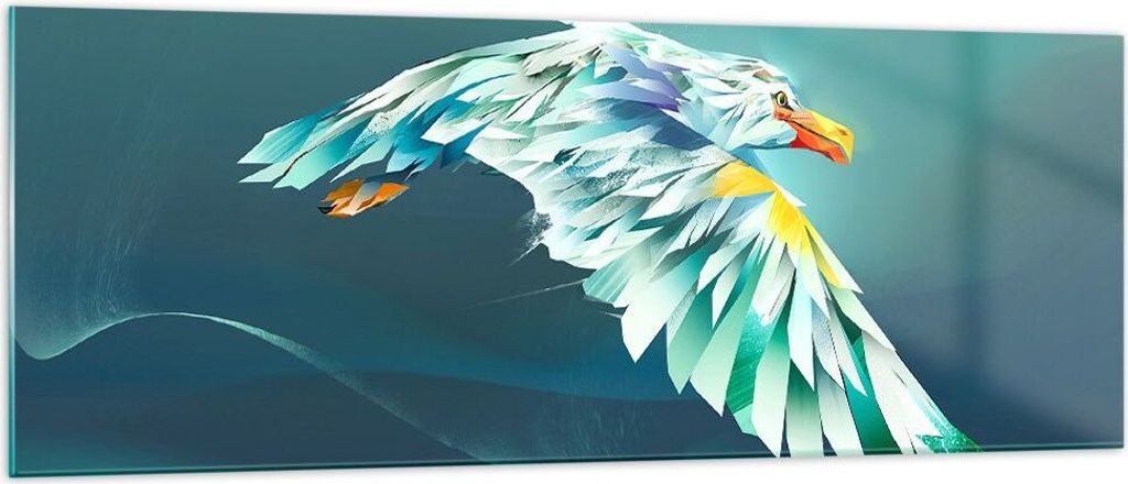Bilder auf glas - Adler Abstraktion - 140x50cm - Glasbilder - Wandbilder - Kunstdruck - zum Aufhängen bereit - Wanddekoration aus Glas - Glas Bild...