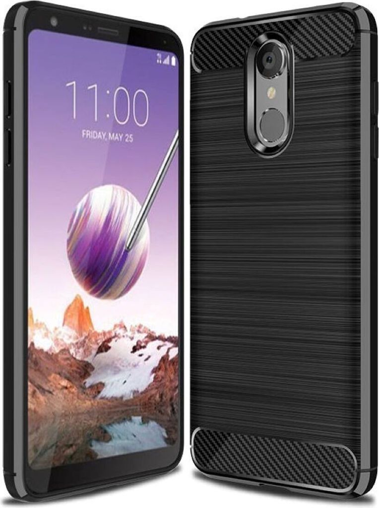 Schutzhülle Handyhülle für LG Q8 (2018) Case Cover Carbon Optik Schwarz