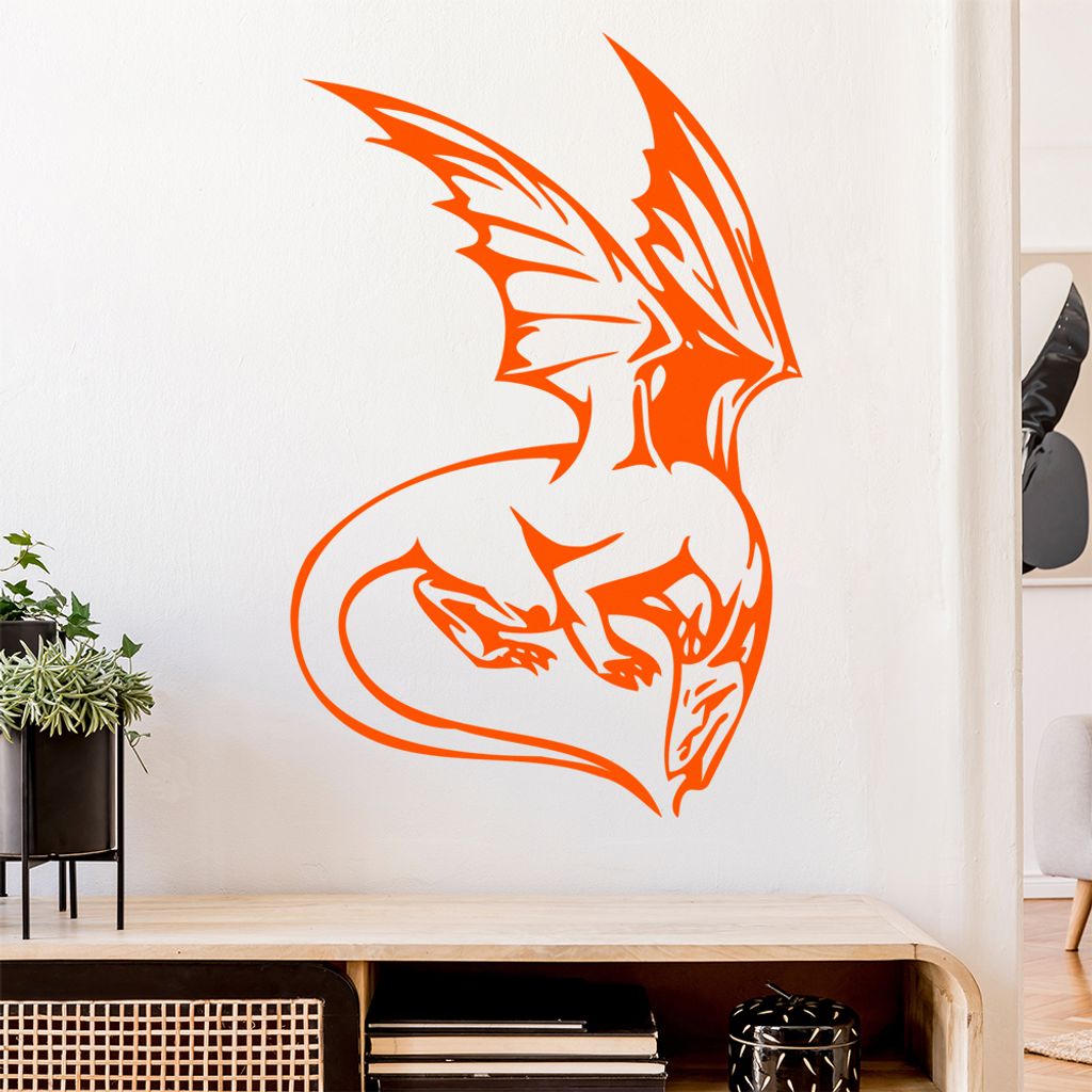 Mystischer Drachen Wandtattoo in 6 Größen - Wandaufkleber Wall Sticker - Dekoration, Küche, Wohnzimmer, Schlafzimmer, Badezimmer