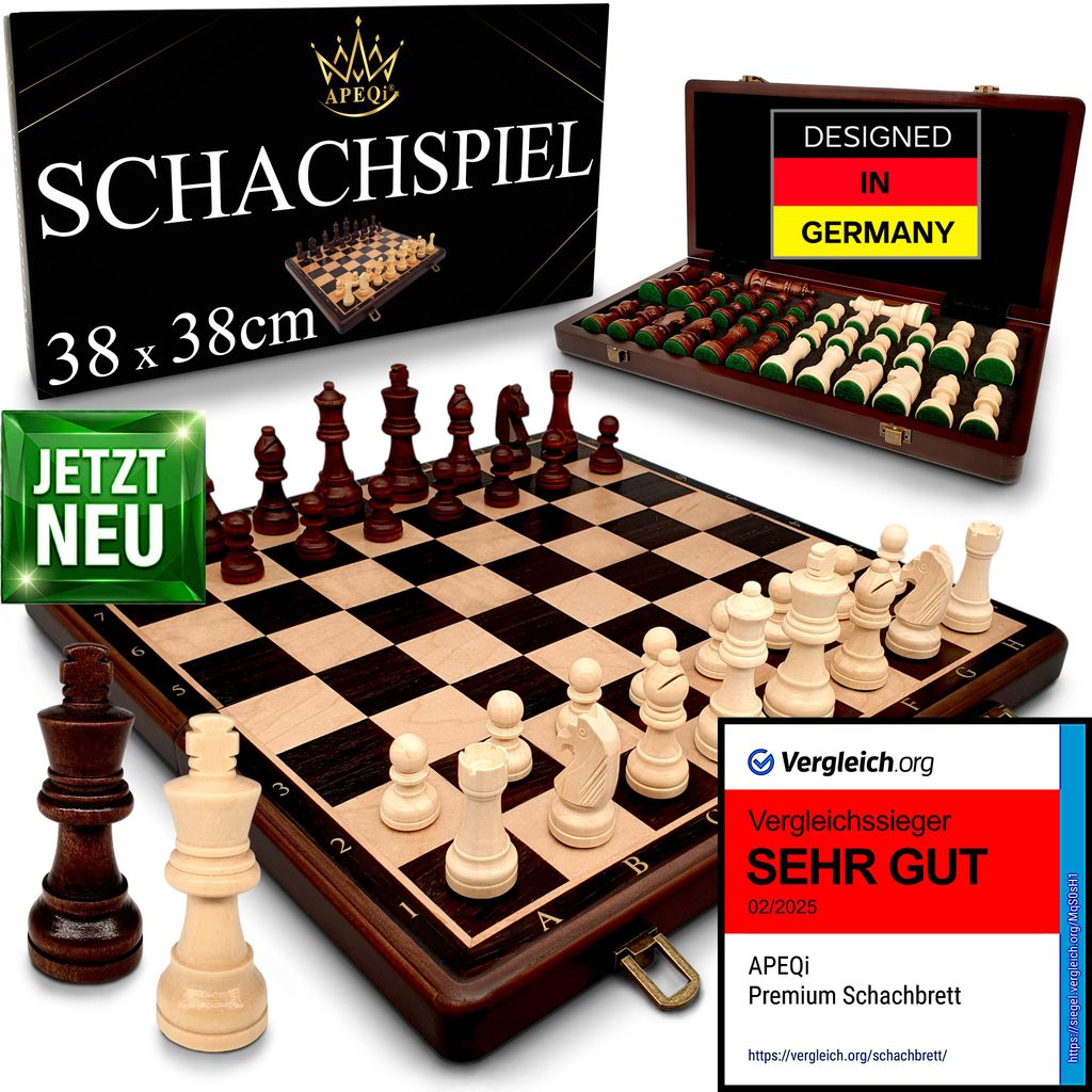 APEQi® Premium Schach - Schachspiel Holz hochwertig Produktbild 