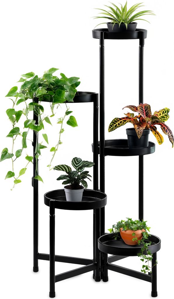 3.10 5 Etagen Pflanzenständer individuell verstellbar - Höhe ca. 80 cm / je Plattform ca. Ø 20 cm - Blumen Ständer