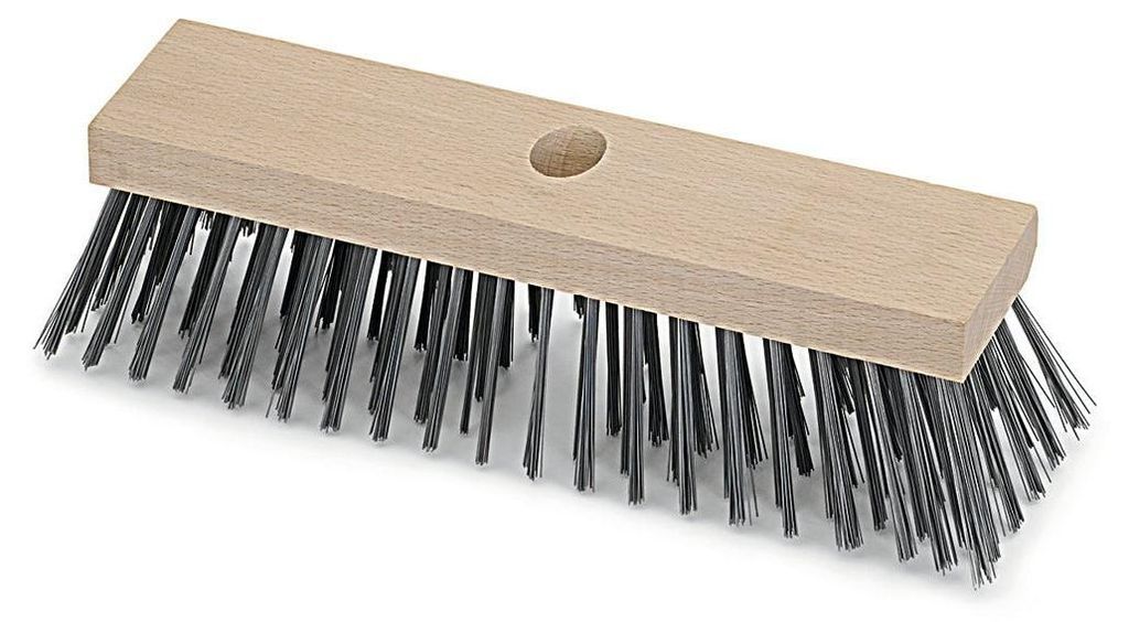 Balayette à fil métallique avec manche en bois et trou pour Image du produit 