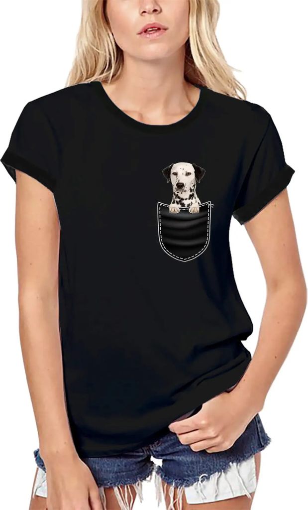 Damen Grafik T-Shirt aus Biobaumwolle Dalmatiner in Tasche Hund Pfote lustig – Dalmatian In Pocket Dog Paw Funny – Öko-Verantwortlich Vintage ...