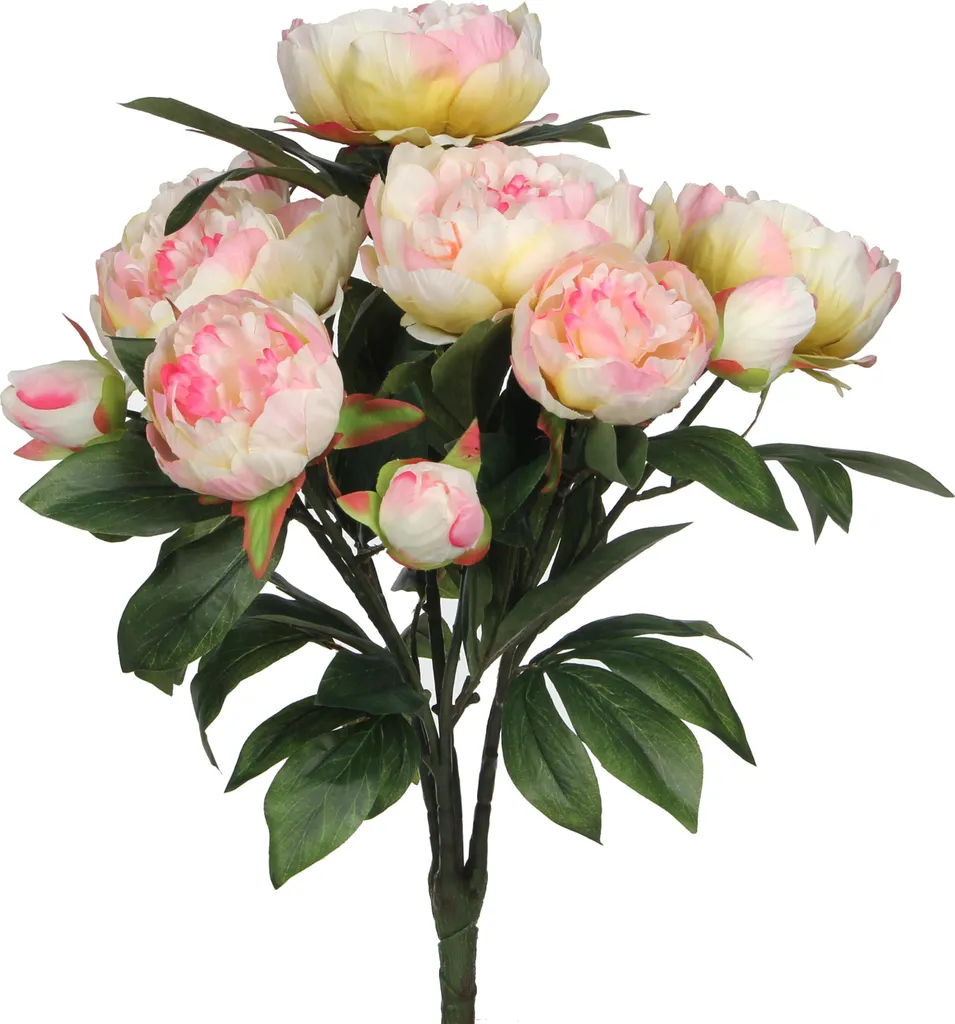 Bouquet de pivoines artificielles rose clair décoration intérieur 55cm