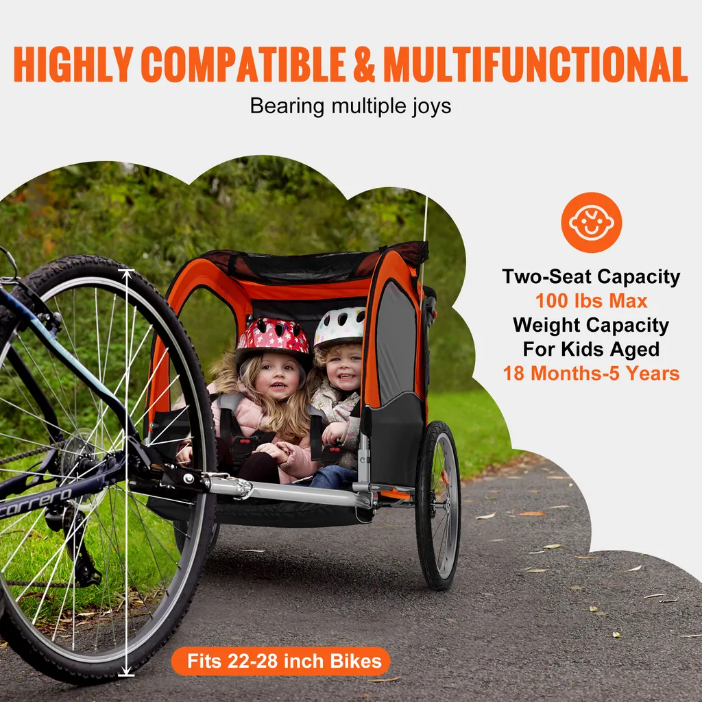 Remorque enfant pour vélo transformable en poussette buggy pliable - 4