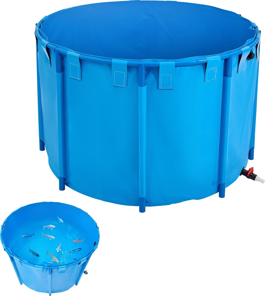 VEVOR Fischteich aus PVC, Fischtank mit 1700 L Fassungsvermögen, faltbares Koi-Aquarium, rundes Fischbecken mit stabilem Rahmen & Ablassventil, f...