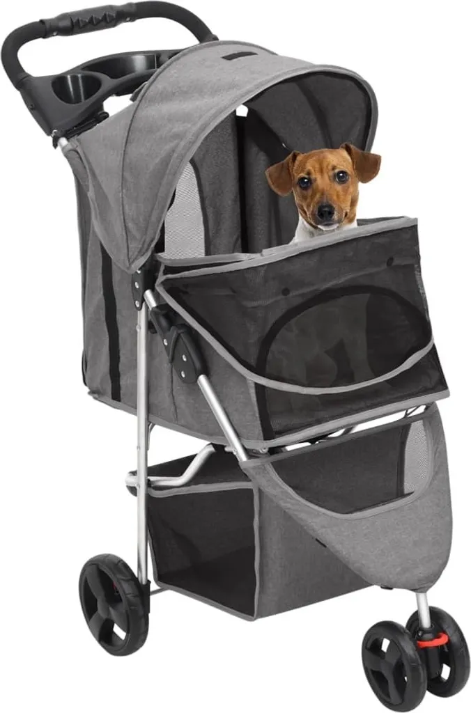 vidaXL Passeggino Cani Pieghevole Grigio 80x46x98 cm | Shop Online