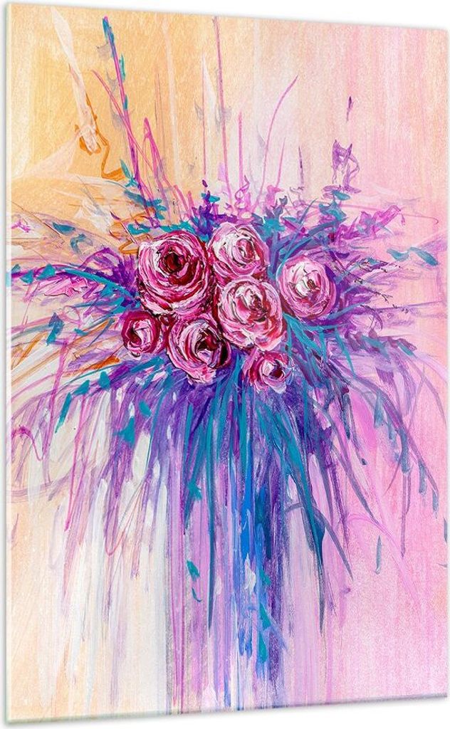 Bilder auf glas - Einteilig - Blumenstrauß Blumen Rosen - 70x100cm - Glasbilder - Wandbilder - Bilder - Wanddekoration aus Glas - Glas Bilder - Wa...