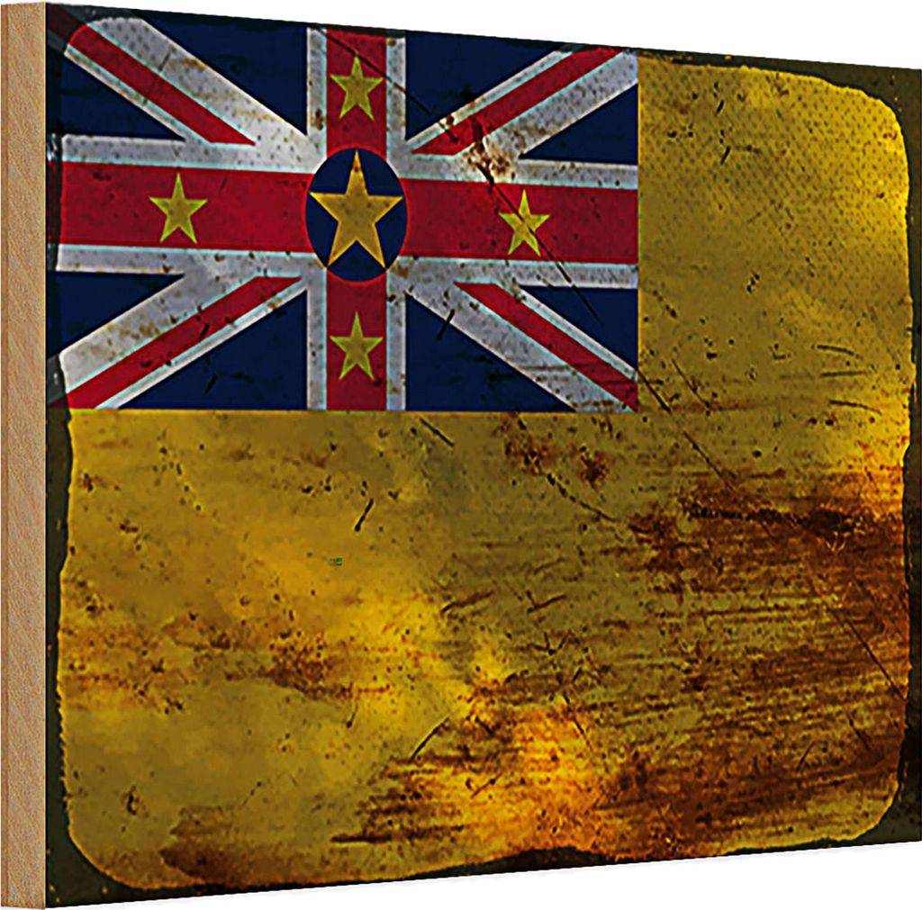 Holzschild Flagge Niue 30x20cm Flag of Niue Rost