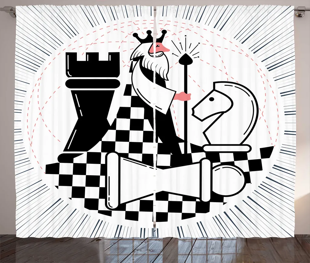 Rideau à fronces ABAKUHAUS Jeu de Société Roi et Chevalier 280x225 cm