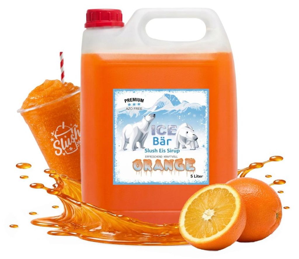 Ice Bär Slush Sirup Orangen Geschmack 5L 1:5 AZO & Produktbild 