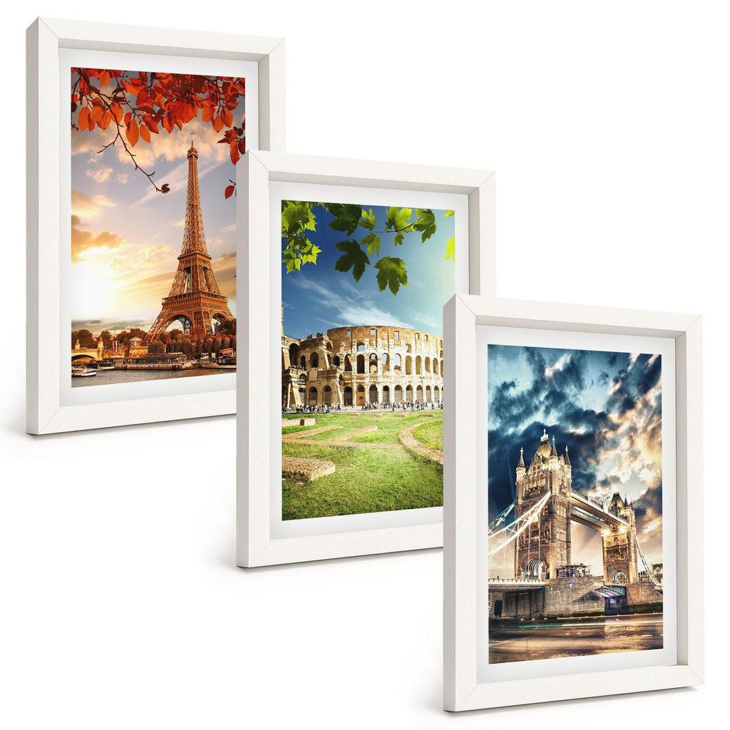 Bilder Set 3-teilig im weißen Rahmen – Wandbilder 3 Stück – gerahmte Poster für Wohnzimmer, Schlafzimmer und Flur – 20x30 cm – Denkmäle...