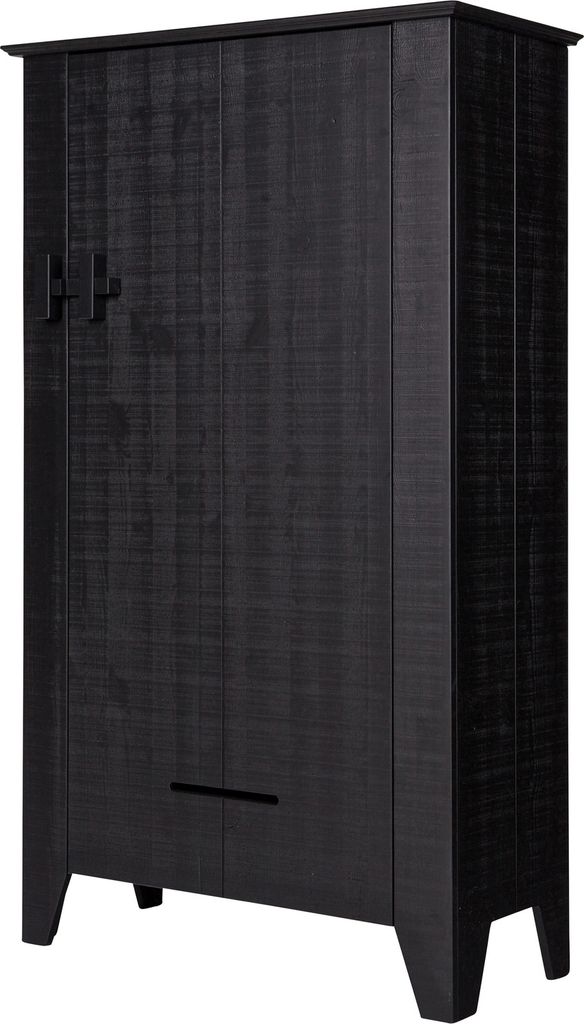 WOOOD Gijs Wohnzimmerschrank Vorratsschrank aus Kiefer, Schwarz