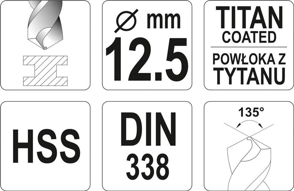 HSS-TiN METALLBOHRER BOHRER 12,5 MM YT-44667 YATO