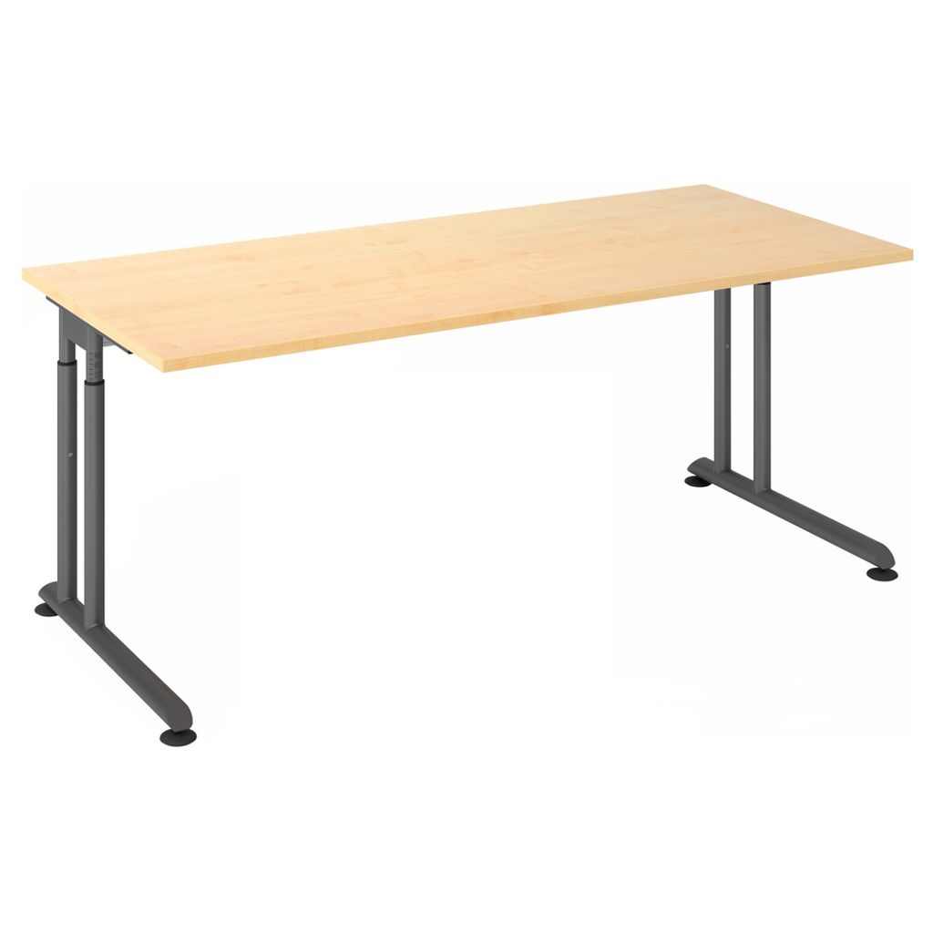 Büro Schreibtisch 180x80 cm Modell ZS19 mechanische Höheneinstellung 3 = Ahorn-Graphit-ohne Seitenblenden