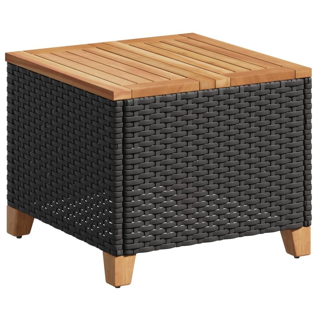 "WINTER SALE"Gartentisch/Terrassentisch - HOMMIE - elegantes Design - Schwarz 45x45x37cm Poly Rattan Akazienholz - Gartentische NeuMöbel563760