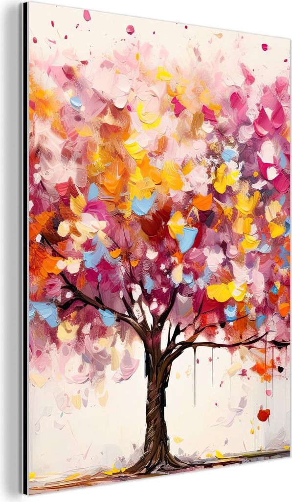 MuchoWow Wanddekoration Metall Metallbild Wandkunst 90x120 cm Aquarell - Baum - Kunst - Abstrakt MuchoWow Aluminium Gemälde - Industrial
