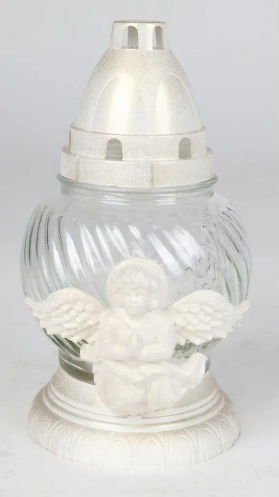 6 Bougies Funéraires Ange en Verre Blanc pour Cimetière et Lanterne