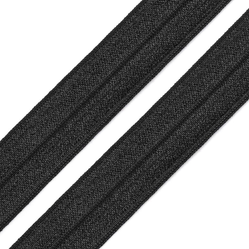 1m Einfassband 20mm hochelastisch gefalzt Meterware Faltgummi schwarz glänzend