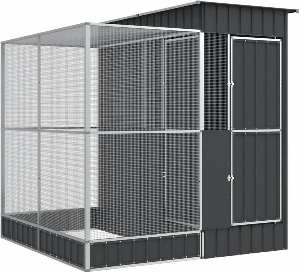 vidaXL Voliere mit Erweiterung Silber 209 x 203 x 216 cm Produktbild 