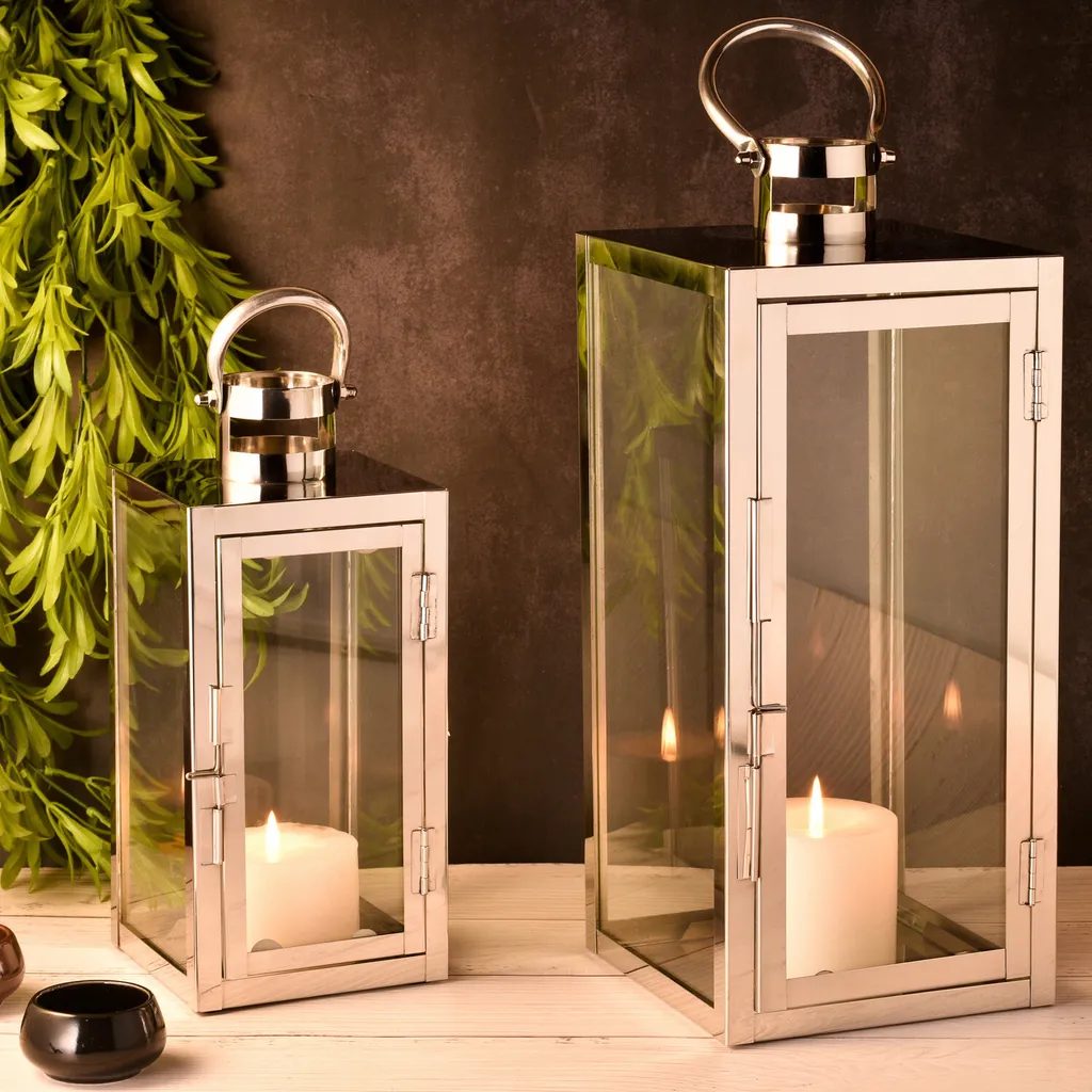 set di 2 lanterne da balcone dal design scandinavo Lanterna da giardino Marra argento