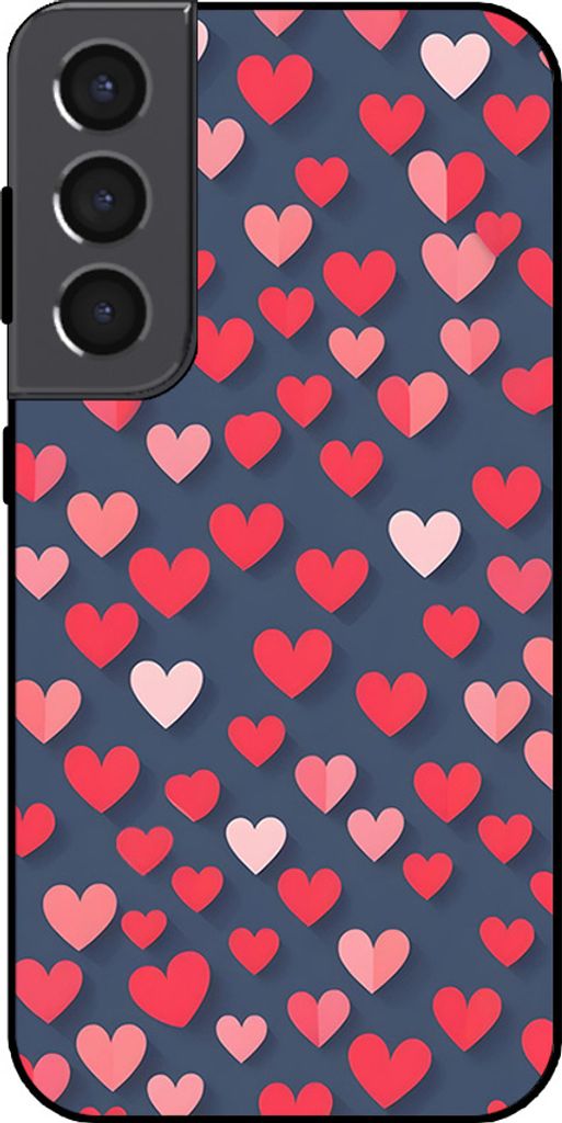 Smartphonica Telefon Fall passt Samsung Galaxy S22 mit rosa und roten Herzen drucken - TPU Backcover Fall mit rosa und roten Herzen Design