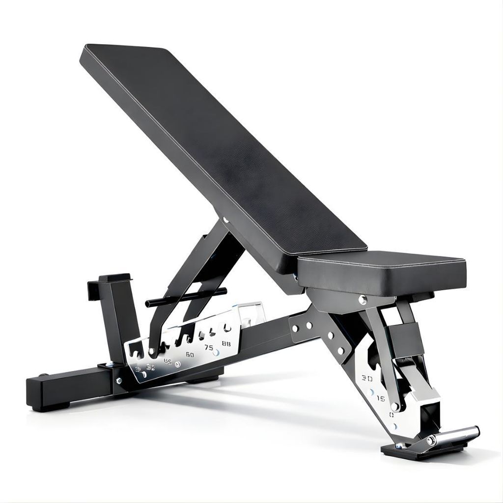 PH Fitness Verstellbare Hantelbank Flach & Schräg, Profi, 75×75 mm Stahl, 2,5 mm Wandstärke, klappbar & platzsparend für Home Gym & Studio