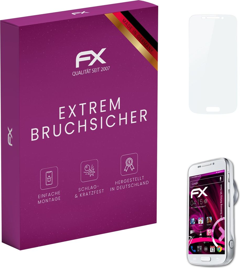 atFoliX FX-Hybrid-Glass Displayfolie kompatibel mit Samsung Galaxy S4 Zoom Glasfolie
