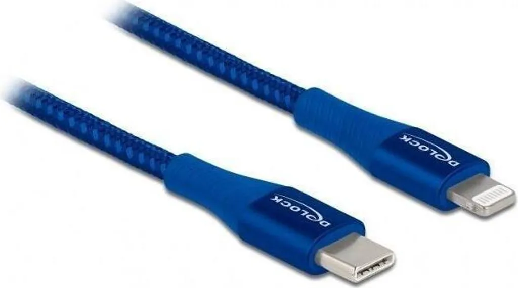 Câble de charge rapide USB-C vers Lightning certifié MFi Bleu 1m
