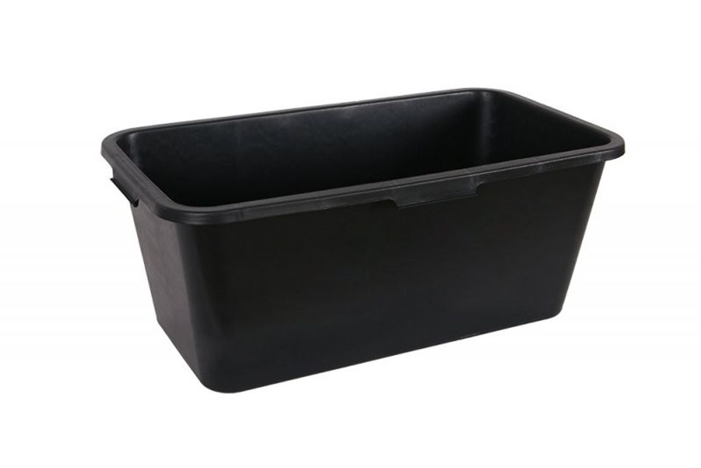 A black rectangular tub is shown against a white background.