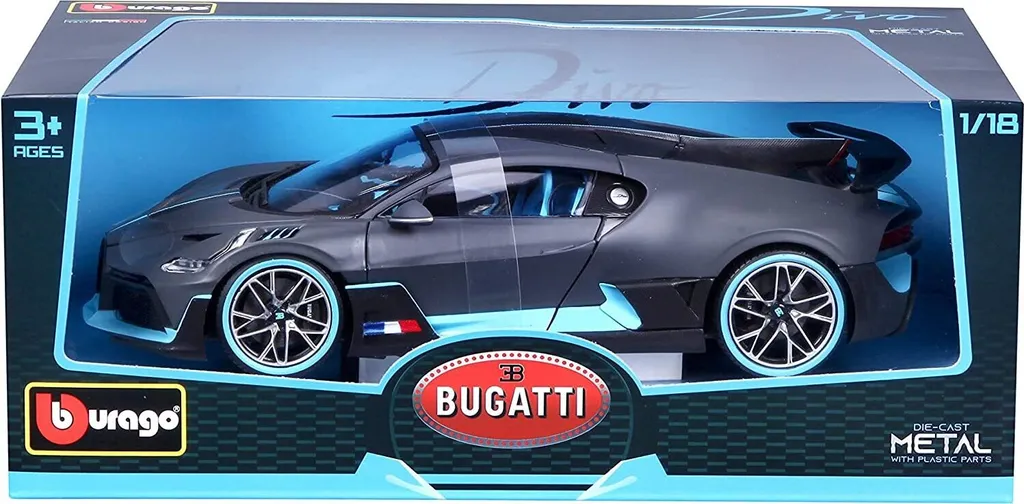 Bugatti Divo Bburago 1:18 Grise - Finition Métal et Détails Ultra Réalistes