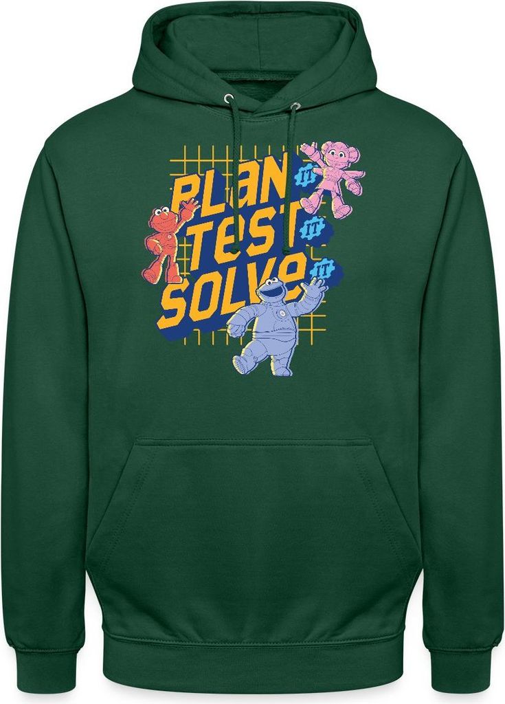 Spreadshirt Mecha Builders Team Plan It Solve It Uni Hoodie, M, Flaschengrün