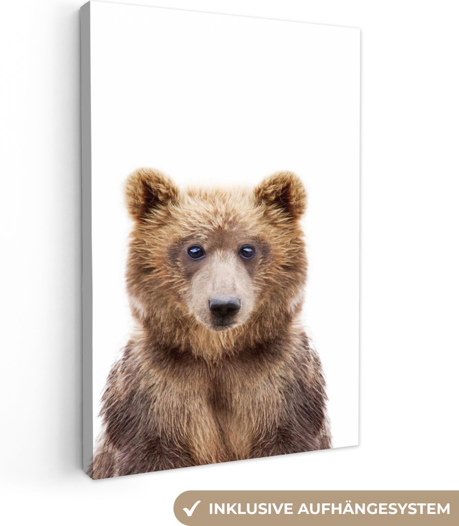 OneMillionCanvasses - Leinwandbilder - 90x140 cm, Bär - Braun - Tiere - Natur, Wandbilder Kunstdruck Wanddekoration - Foto auf Leinwand - Gemäl...