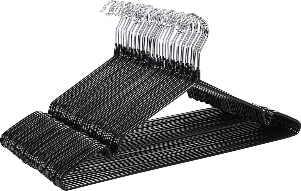 Lot de 20 cintres métalliques noirs fins pour un dressing organisé