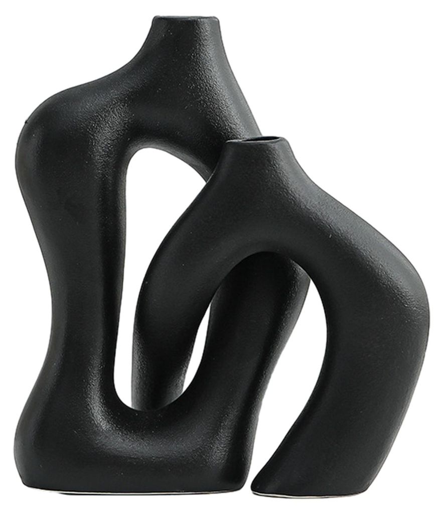 2er-Set Keramikvasen, unregelmäßige runde Kreuzform, moderne Boho-Vase, minimalistischer nordischer Stil, Blumenvase für Tisch, Regal, HeimNachb...