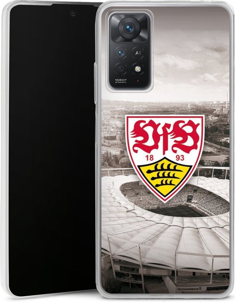 DeinDesign Slim Hülle für Xiaomi Redmi Note 11 Pro 4G Silikon Case Ultra Dünn Handyhülle Offizielles Lizenzprodukt Stadion VfB Stuttgart