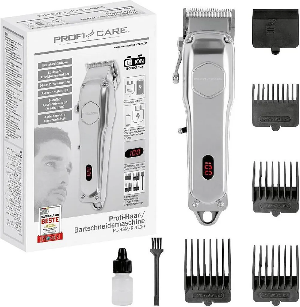 Tondeuse Homme avec 4 Sabots et Fonction Affinement en 3 Étapes Inox