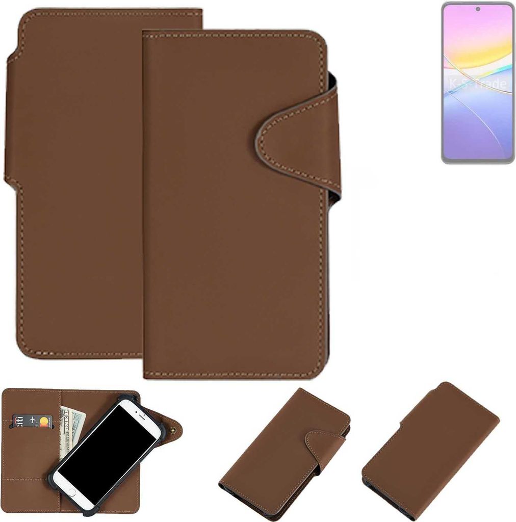 K-S-Trade Schutzhülle Klapphülle Kunstleder kompatibel mit Vivo Y37 Pro 5G braun Handy Hülle Wallet Case