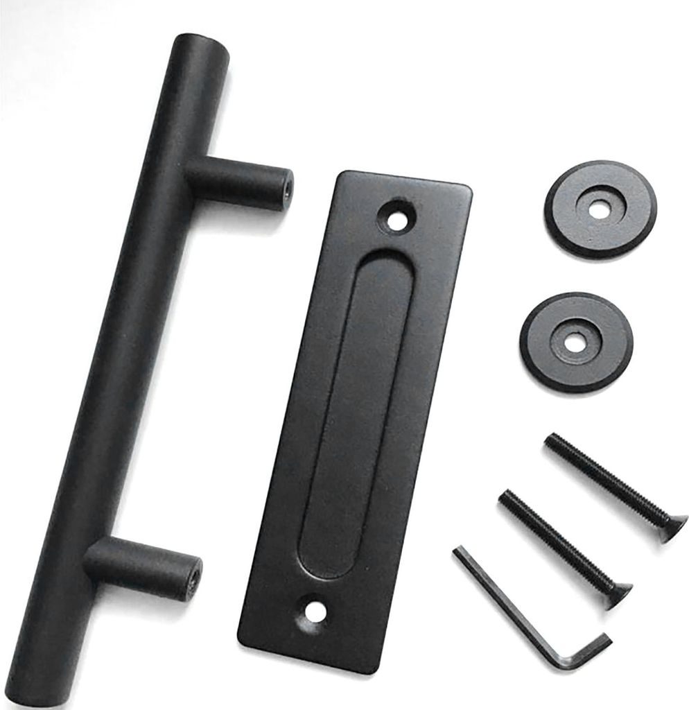 Schiebetürgriff Kohlenstoffstahl 4.8mm dick Doppelseitige Scheunentür Push Pull Griff Schwarz Runde Griff