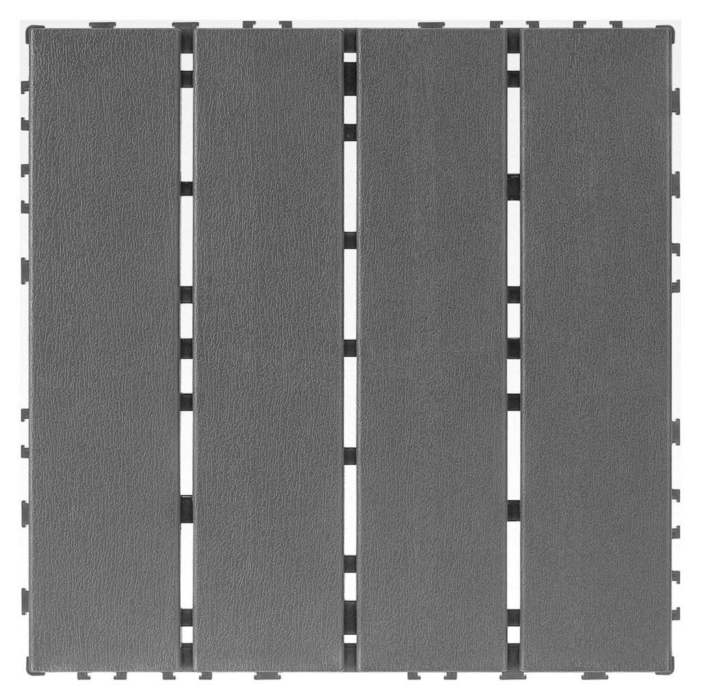 Plastik Interlocking Deckfliesen Fester Bodenbelag leicht zu installieren 44 Stück 30x30 cm für Terrasse Balkon Garten Dunkelgrau