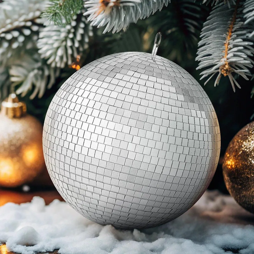 Boule disco argentée 12 pouces pour ambiance de mariage et fête privée