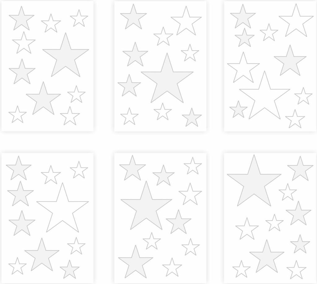 129 Wandtattoo Sterne-Set weiß grau 60 Stück