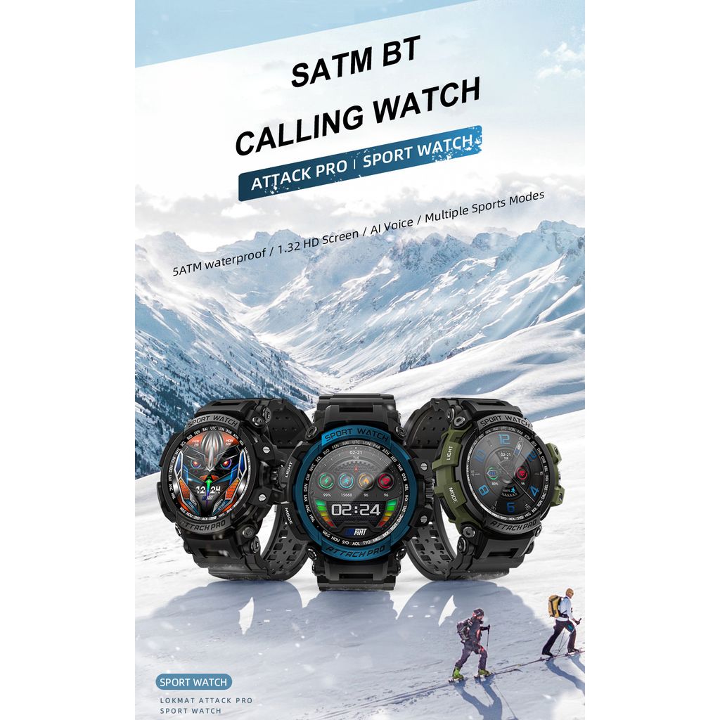 LOKMAT ATTACK PRO Smart-Armband-Sportuhr, 1,32 Zoll TFT-Voll-Touchscreen, Fitness-Tracker, IP68 wasserdicht, BT-Anruf, Blutsauerstoffgehalt/Schlaf/...