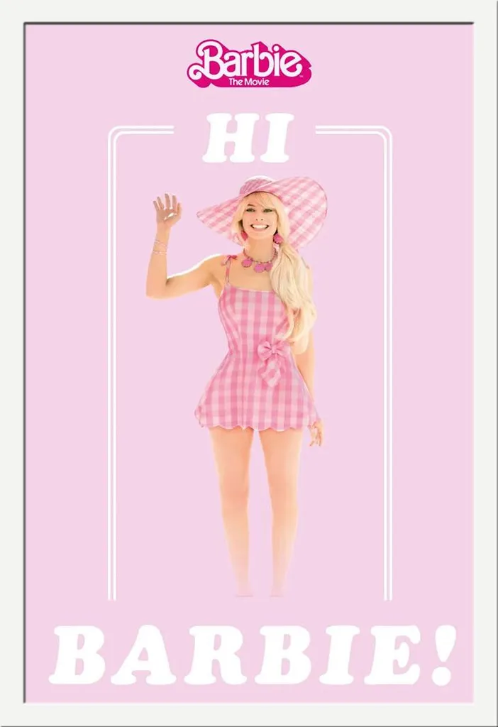 Affiche encadrée Barbie design sous verre acrylique cadre blanc 61x91