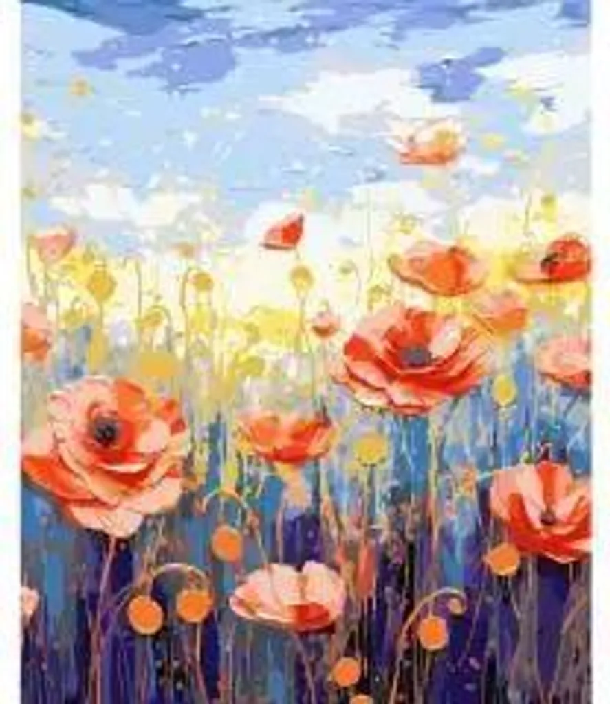 Apprendre à peindre sans erreur : Kit Coquelicots 40x50cm par numéros