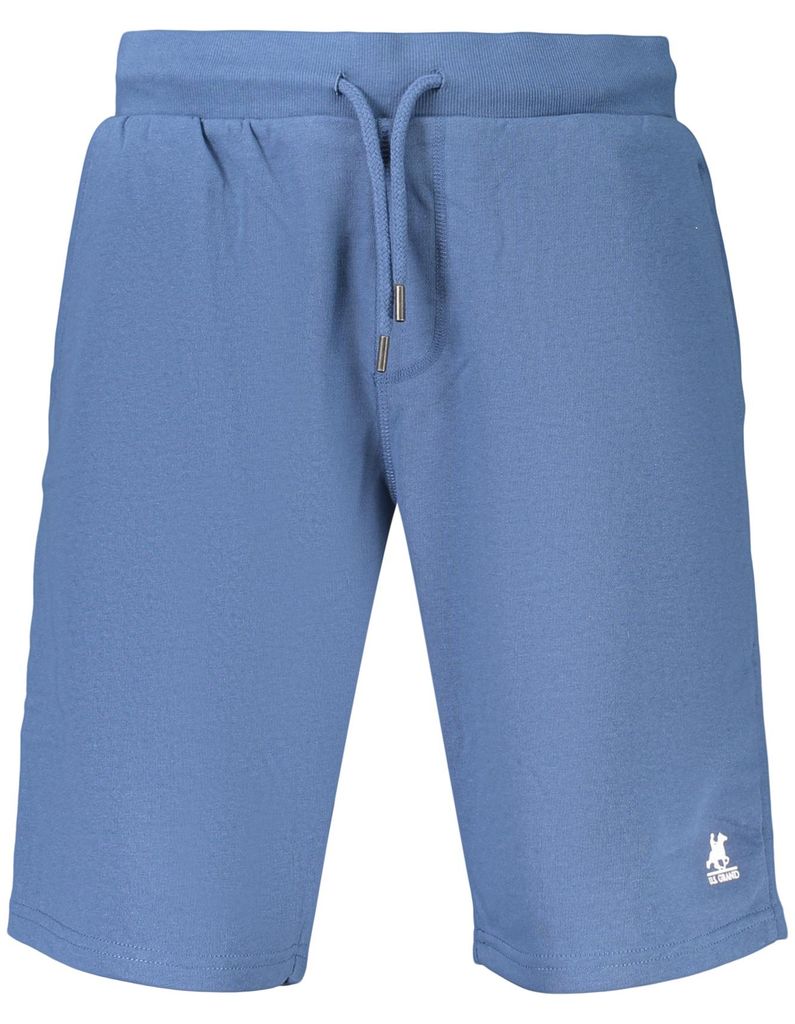Blaue Herrensportshorts mit Kordelzug und Logo-Print - 3 Taschen