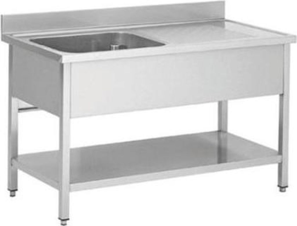 Spueltisch aus Edelstahl, ein Becken links, 100 x 60