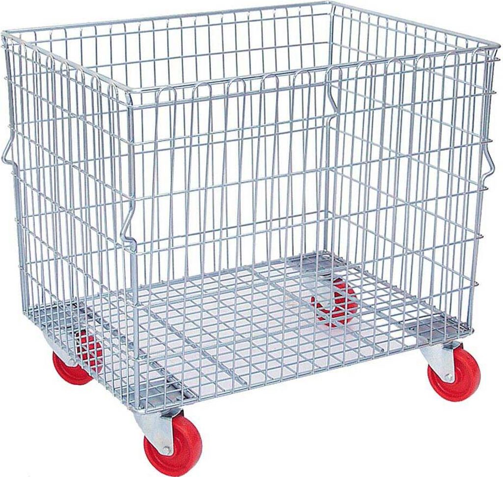 Gitterwagen, stapelbar, 4 Lenkräder mit Kunststoffrollen, LxBxH 820 x 615 x 735 mm, Vol. 250 Liter, Tragkraft 400 kg, verzinkt