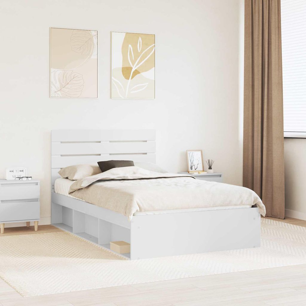 Maison Exclusive - Bettrahmen mit Kopfteil Weiß 120 x 200 cm Massives Kiefernholz