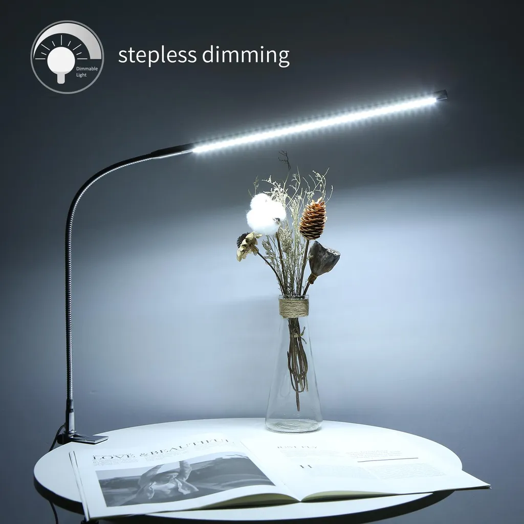 Lampe de bureau USB à pince LED blanche tactile et intensité variable - 4